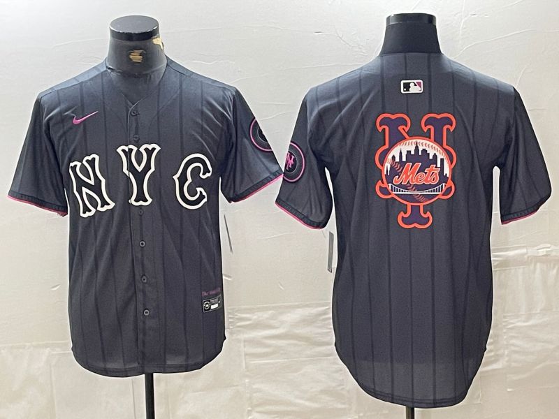 Men New York Mets Blank Black City Edition 2024 Nike MLB Jersey style 1